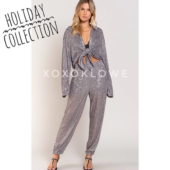 POL Sequin Pants Pull On Harem Style Relaxed Fit - Picture 13 of 16